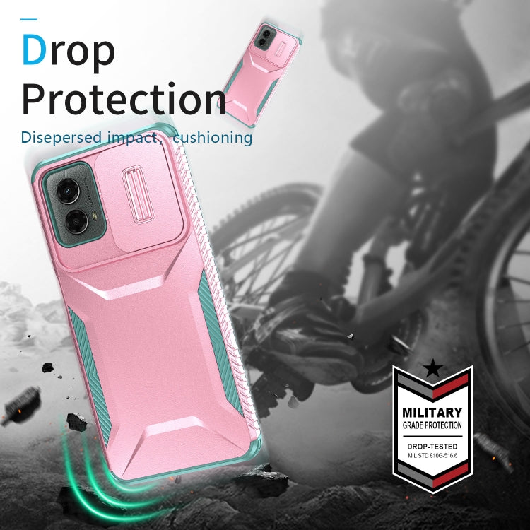 For Motorola Moto G 5G 2024 Sliding Camshield Phone Case(Pink + Grey Green) - Motorola Cases by PMC Jewellery | Online Shopping South Africa | PMC Jewellery | Buy Now Pay Later Mobicred