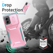 For Motorola Moto G 5G 2024 Sliding Camshield Phone Case(Pink + Grey Green)