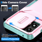 For Motorola Moto G 5G 2024 Sliding Camshield Phone Case(Pink + Grey Green)