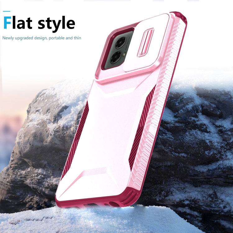 For Motorola Moto G 5G 2024 Sliding Camshield Phone Case(Pink + Rose Red)