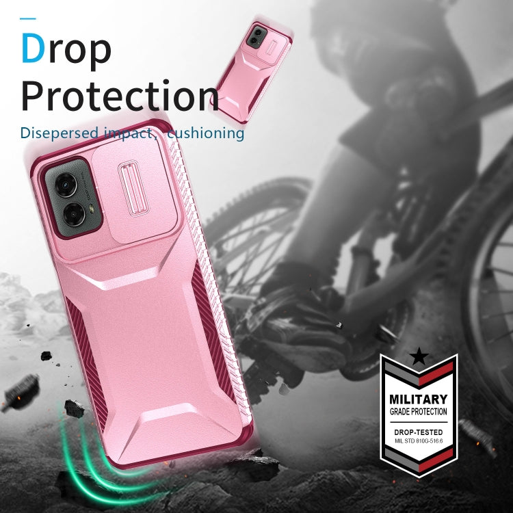 For Motorola Moto G 5G 2024 Sliding Camshield Phone Case(Pink + Rose Red)