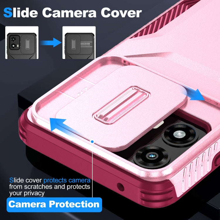 For Motorola Moto G 5G 2024 Sliding Camshield Phone Case(Pink + Rose Red)