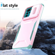For Motorola Moto G22 2024 Sliding Camshield Phone Case(Pink + Grey Green)