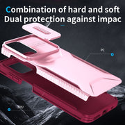 For Motorola Moto G22 2024 Sliding Camshield Phone Case(Pink + Rose Red)