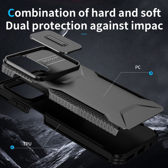 For Motorola Moto G22 2024 Sliding Camshield Phone Case(Black)