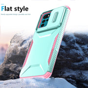 For Motorola Moto G22 2024 Sliding Camshield Phone Case(Grey Green + Pink)