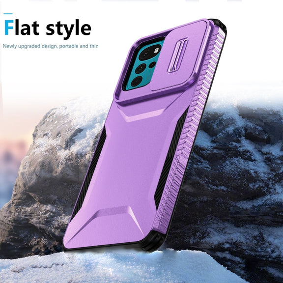For Motorola Moto G22 2024 Sliding Camshield Phone Case(Purple)