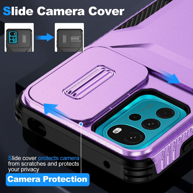 For Motorola Moto G22 2024 Sliding Camshield Phone Case(Purple)