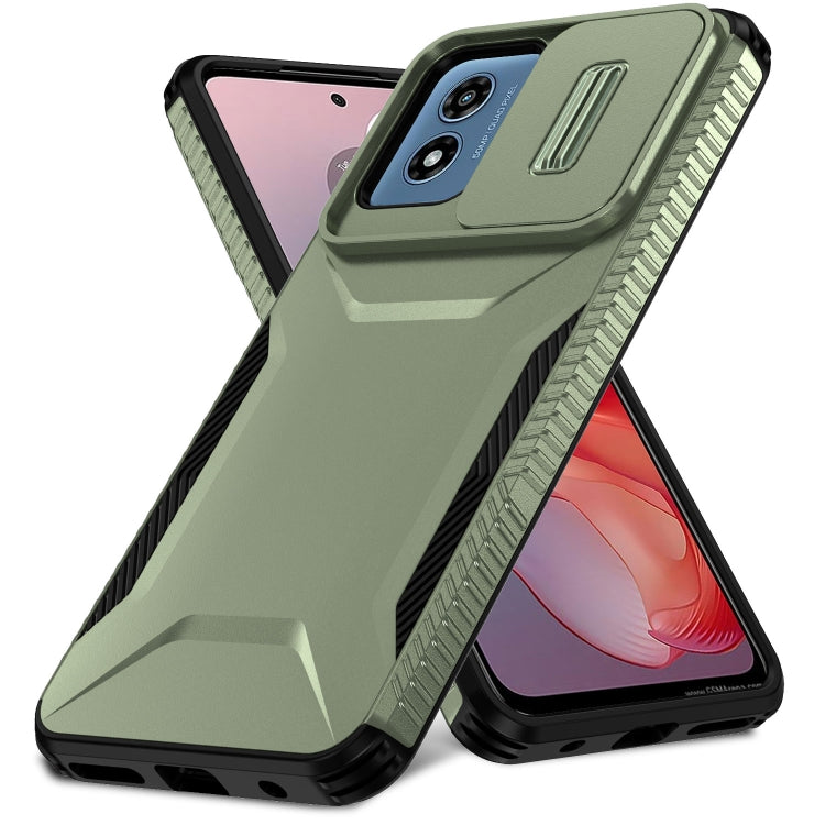 For Motorola Moto G Play 4G 2024 Sliding Camshield Phone Case(Alpine Green)