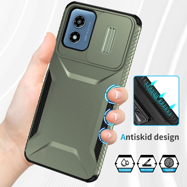 For Motorola Moto G Play 4G 2024 Sliding Camshield Phone Case(Alpine Green)