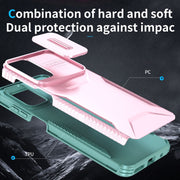 For Motorola Moto G Play 4G 2024 Sliding Camshield Phone Case(Pink + Grey Green)