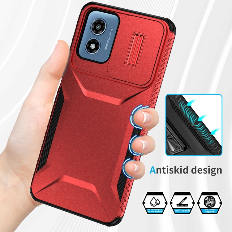 For Motorola Moto G Play 4G 2024 Sliding Camshield Phone Case(Red)