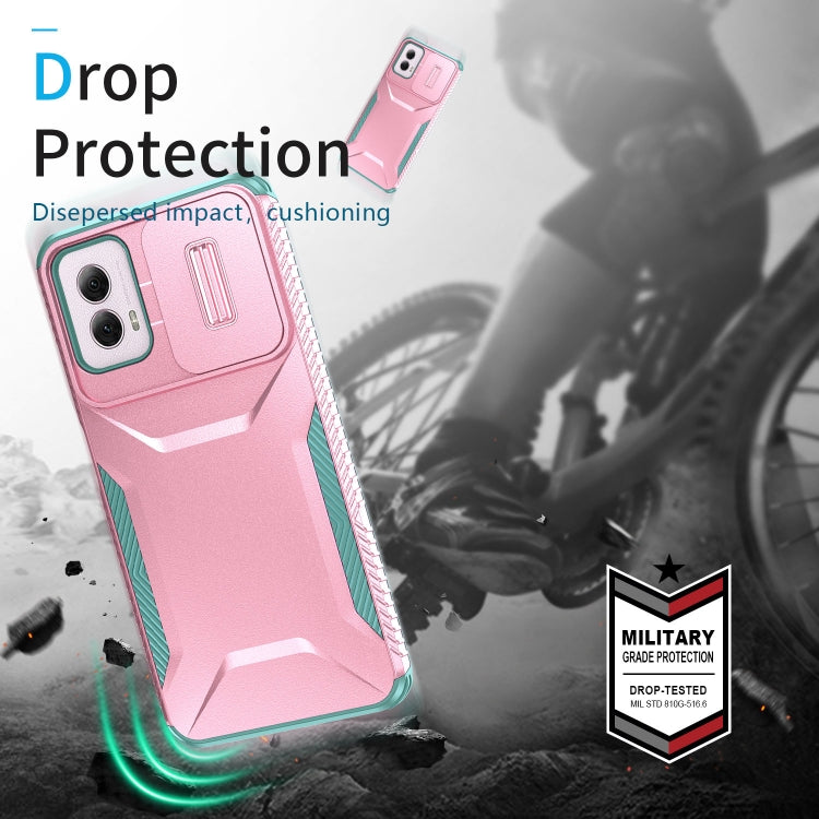 For Motorola Moto G Power 5G 2024 Sliding Camshield Phone Case(Pink + Grey Green) - Motorola Cases by PMC Jewellery | Online Shopping South Africa | PMC Jewellery | Buy Now Pay Later Mobicred