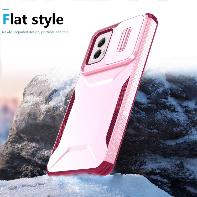 For Motorola Moto G Power 5G 2024 Sliding Camshield Phone Case(Pink + Rose Red)