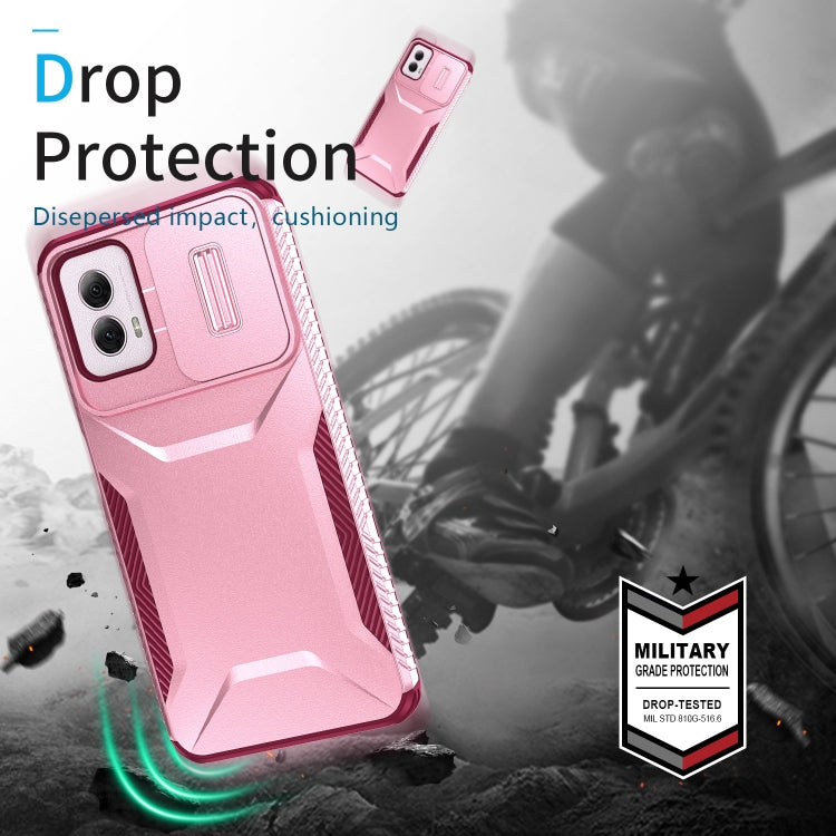 For Motorola Moto G Power 5G 2024 Sliding Camshield Phone Case(Pink + Rose Red)