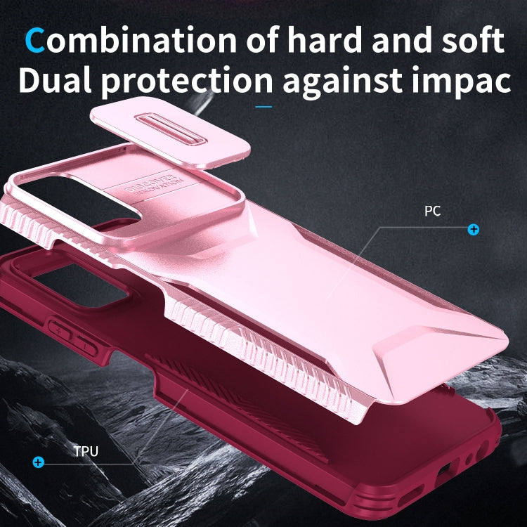 For Motorola Moto G Power 5G 2024 Sliding Camshield Phone Case(Pink + Rose Red)
