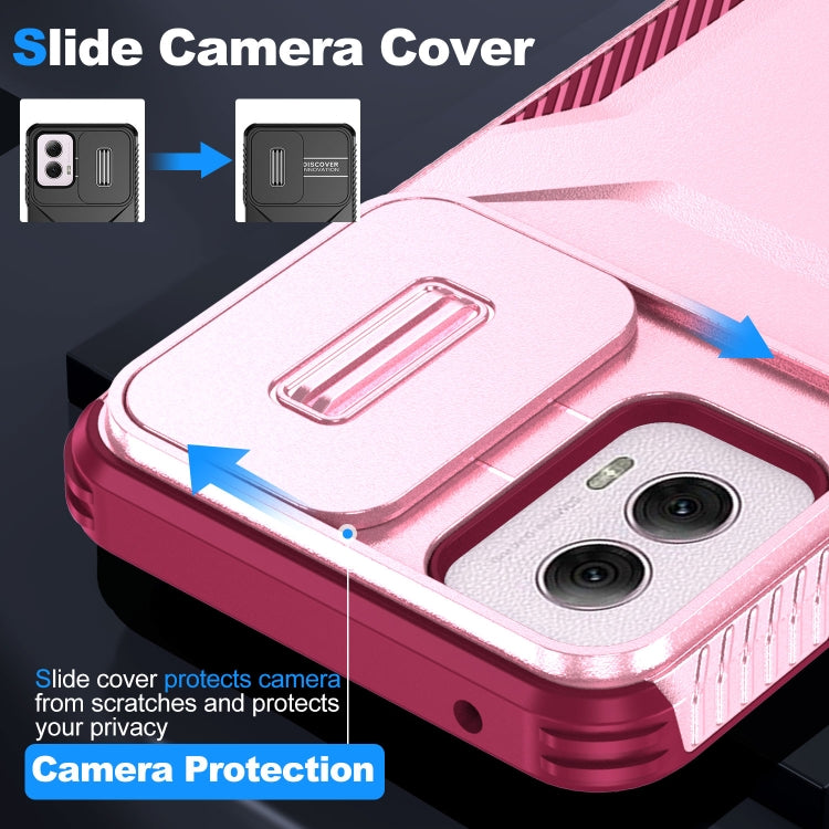For Motorola Moto G Power 5G 2024 Sliding Camshield Phone Case(Pink + Rose Red)