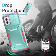 For Motorola Moto G Power 5G 2024 Sliding Camshield Phone Case(Grey Green + Pink)