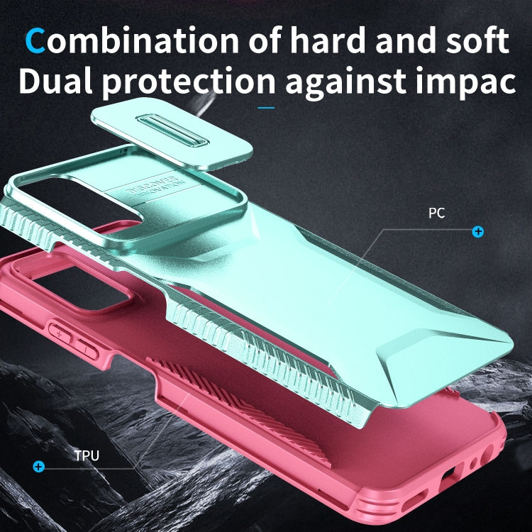 For Motorola Moto G Power 5G 2024 Sliding Camshield Phone Case(Grey Green + Pink)