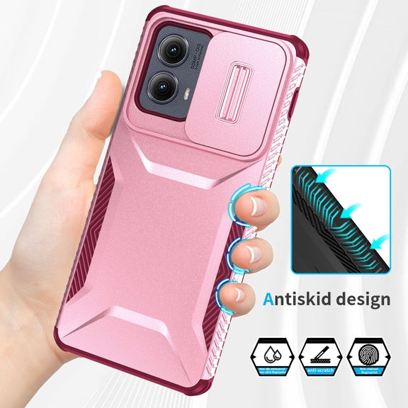 For Motorola Edge 5G 2024 Sliding Camshield Phone Case(Pink + Rose Red)