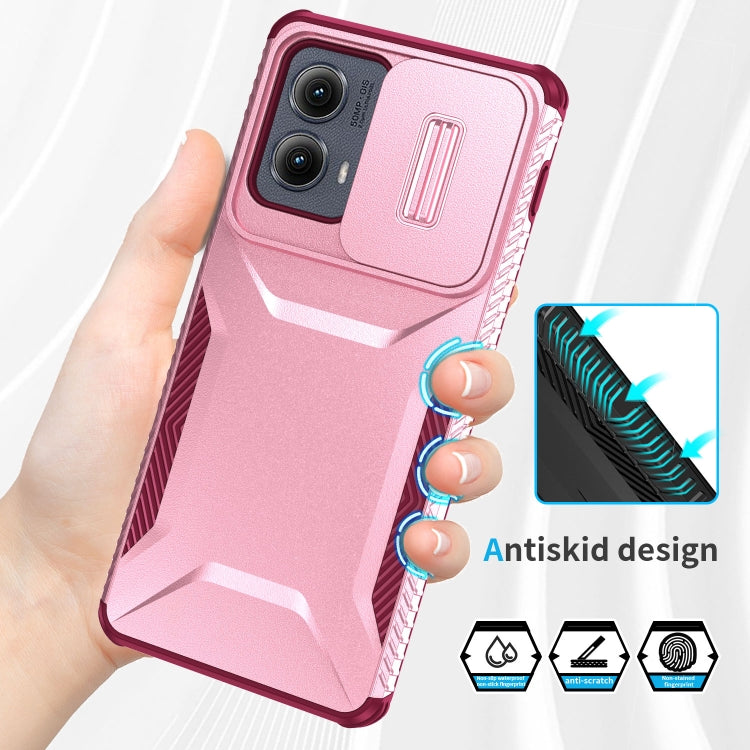For Motorola Edge 5G 2024 Sliding Camshield Phone Case(Pink + Rose Red)