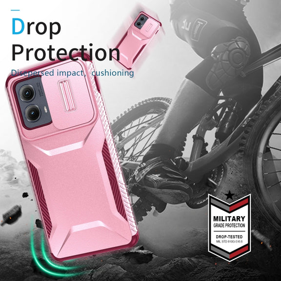 For Motorola Edge 5G 2024 Sliding Camshield Phone Case(Pink + Rose Red)