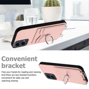 For Motorola Moto G 5G 2024 R20 Crossbody Rope Ring Card Holder Phone Case(Pink)