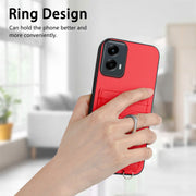 For Motorola Moto G 5G 2024 R20 Crossbody Rope Ring Card Holder Phone Case(Red)