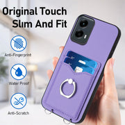 For Motorola Moto G 5G 2024 R20 Crossbody Rope Ring Card Holder Phone Case(Purple)