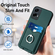 For Motorola Moto G Play 2024 5G R20 Crossbody Rope Ring Card Holder Phone Case(Green)