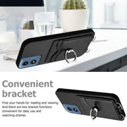 For Motorola Moto G Play 2024 4G R20 Crossbody Rope Ring Card Holder Phone Case(Black)