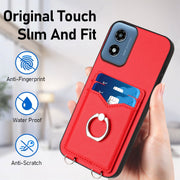 For Motorola Moto G Play 2024 4G R20 Crossbody Rope Ring Card Holder Phone Case(Red)