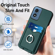 For Motorola Moto G Play 2024 4G R20 Crossbody Rope Ring Card Holder Phone Case(Green)