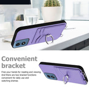 For Motorola Moto G Play 2024 4G R20 Crossbody Rope Ring Card Holder Phone Case(Purple)