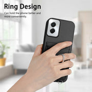 For Motorola Moto G Power 5G 2024 R20 Crossbody Rope Ring Card Holder Phone Case(Black)
