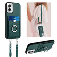 For Motorola Moto G Power 5G 2024 R20 Crossbody Rope Ring Card Holder Phone Case(Green) - Motorola Cases by PMC Jewellery | Online Shopping South Africa | PMC Jewellery | Buy Now Pay Later Mobicred