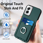 For Motorola Moto G Power 5G 2024 R20 Crossbody Rope Ring Card Holder Phone Case(Green)