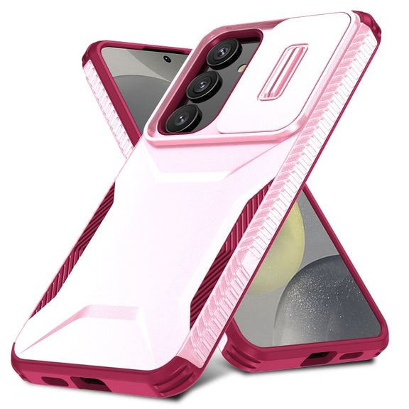 For Samsung Galaxy S25 5G / S24 5G Sliding Camshield Phone Case(Pink + Rose Red)