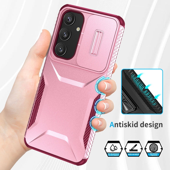 For Samsung Galaxy S25 5G / S24 5G Sliding Camshield Phone Case(Pink + Rose Red)