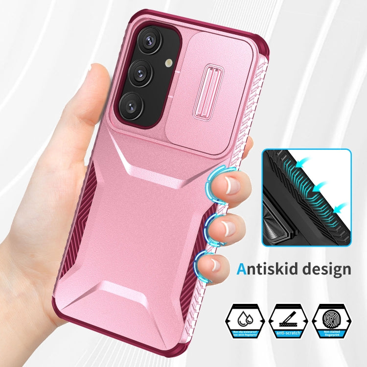 For Samsung Galaxy S25 5G / S24 5G Sliding Camshield Phone Case(Pink + Rose Red)