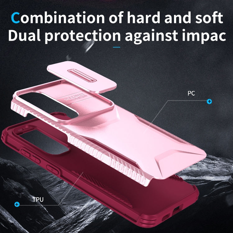 For Samsung Galaxy S25 5G / S24 5G Sliding Camshield Phone Case(Pink + Rose Red)