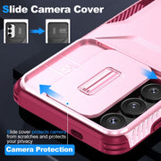 For Samsung Galaxy S25 5G / S24 5G Sliding Camshield Phone Case(Pink + Rose Red)