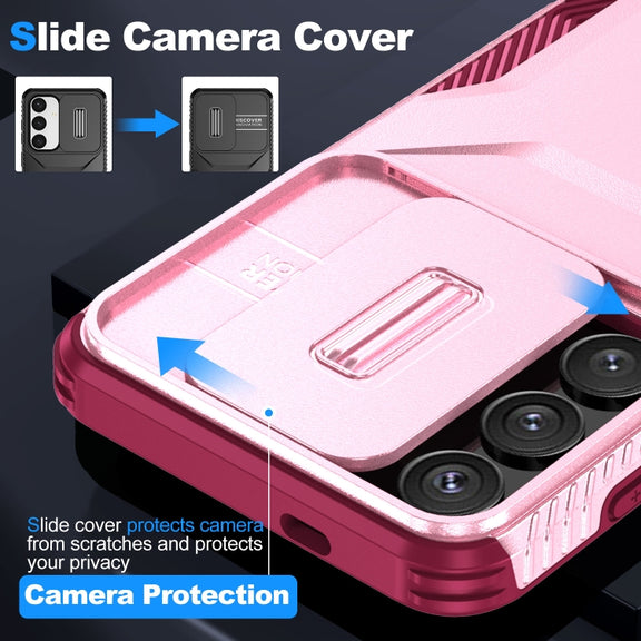 For Samsung Galaxy S25 5G / S24 5G Sliding Camshield Phone Case(Pink + Rose Red)