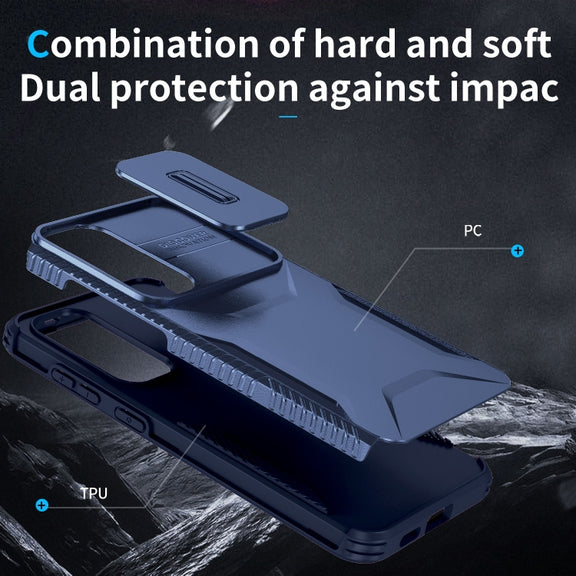 For Samsung Galaxy S25 5G / S24 5G Sliding Camshield Phone Case(Blue)