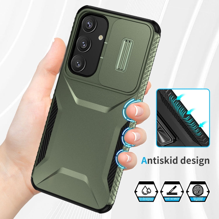 For Samsung Galaxy S25+ 5G / S24+ 5G Sliding Camshield Phone Case(Alpine Green)