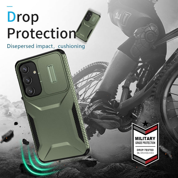 For Samsung Galaxy S25+ 5G / S24+ 5G Sliding Camshield Phone Case(Alpine Green)