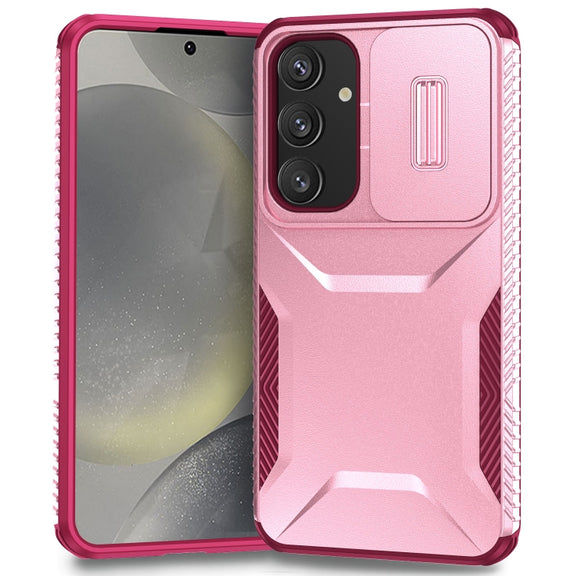 For Samsung Galaxy S25+ 5G / S24+ 5G Sliding Camshield Phone Case(Pink + Rose Red)