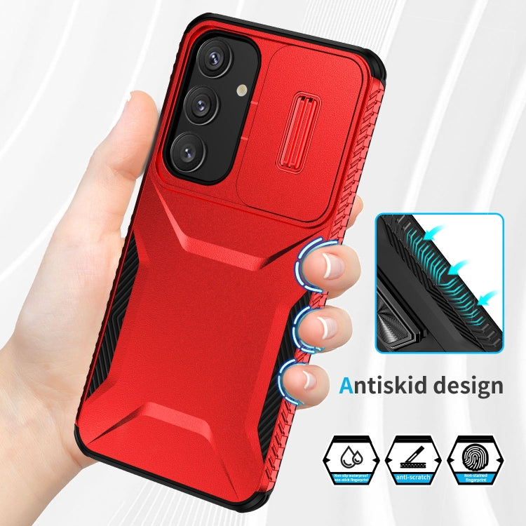 For Samsung Galaxy S25+ 5G / S24+ 5G Sliding Camshield Phone Case(Red)