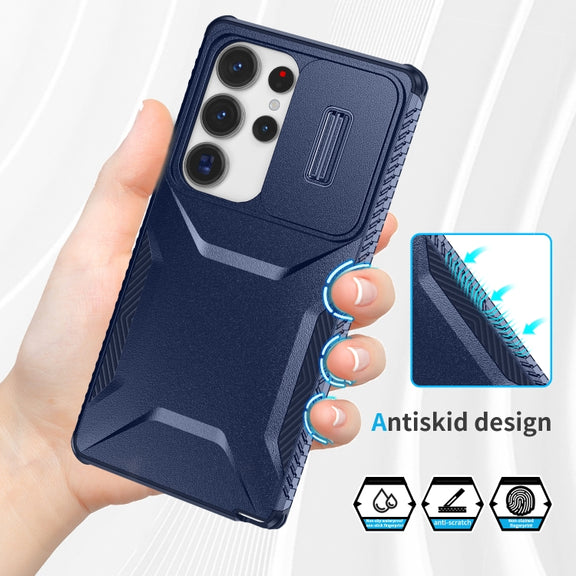 For Samsung Galaxy S25 Ultra 5G Sliding Camshield Phone Case(Blue)