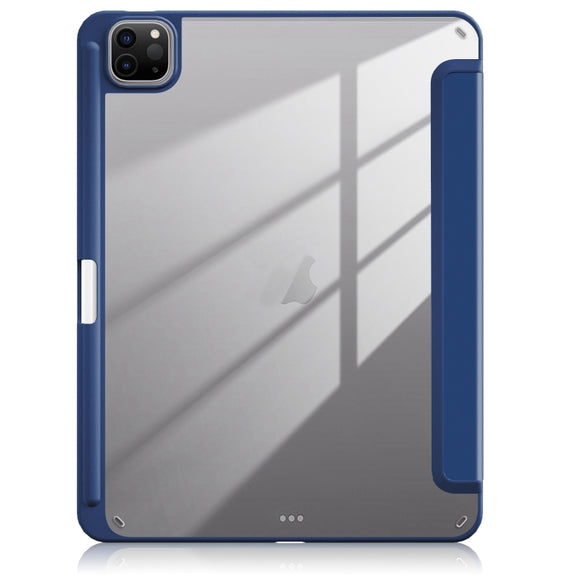 For iPad Air 11 2024 / Pro 11 2022 Acrylic 3-Fold Smart Leather Tablet Case(Dark Blue)